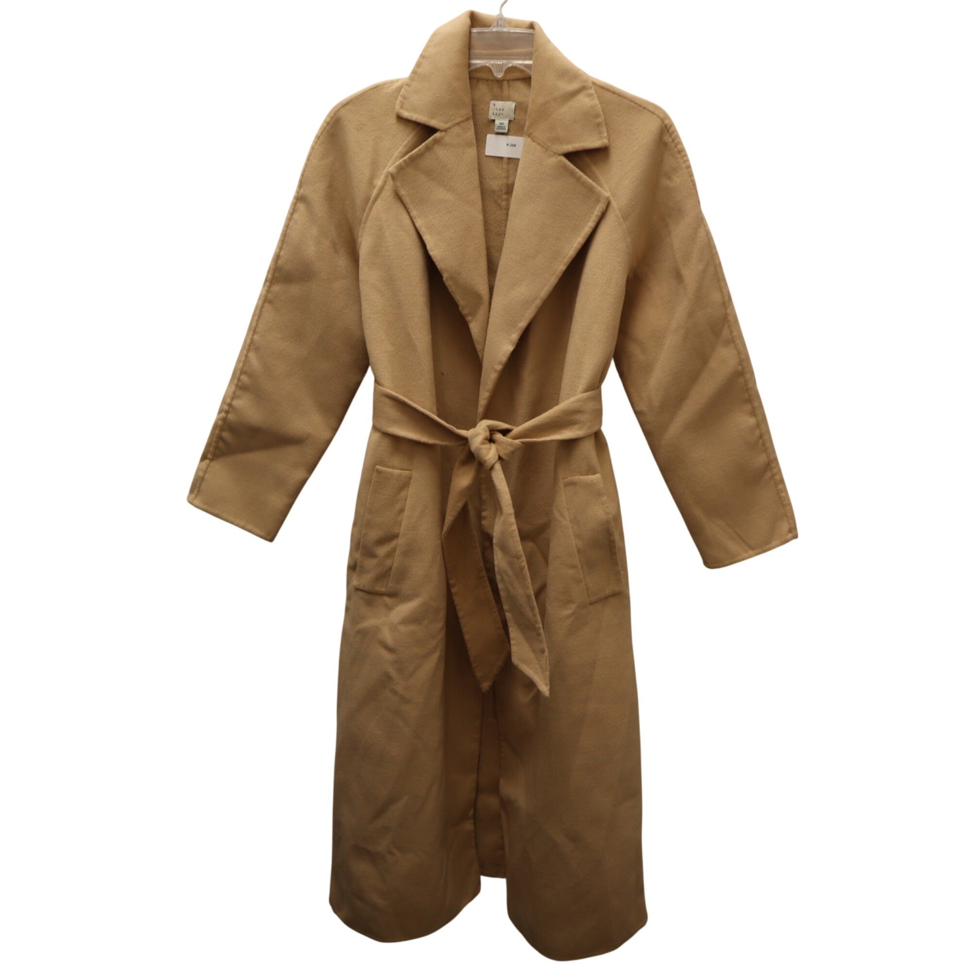 K-268 A New Day Womens XS Tan Belted Longline Coat