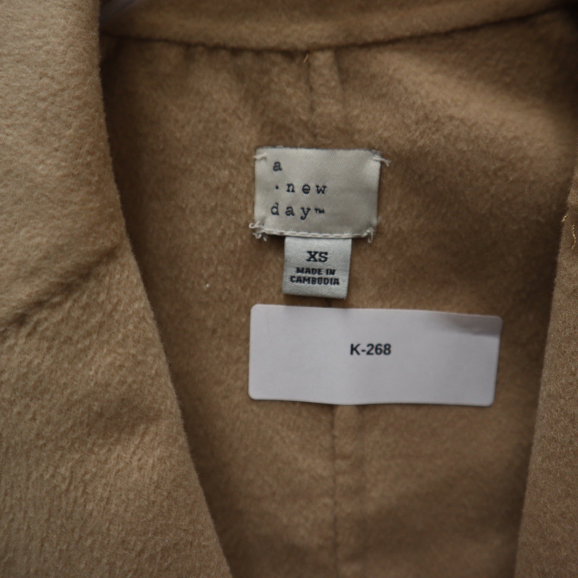 K-268 A New Day Womens XS Tan Belted Longline Coat