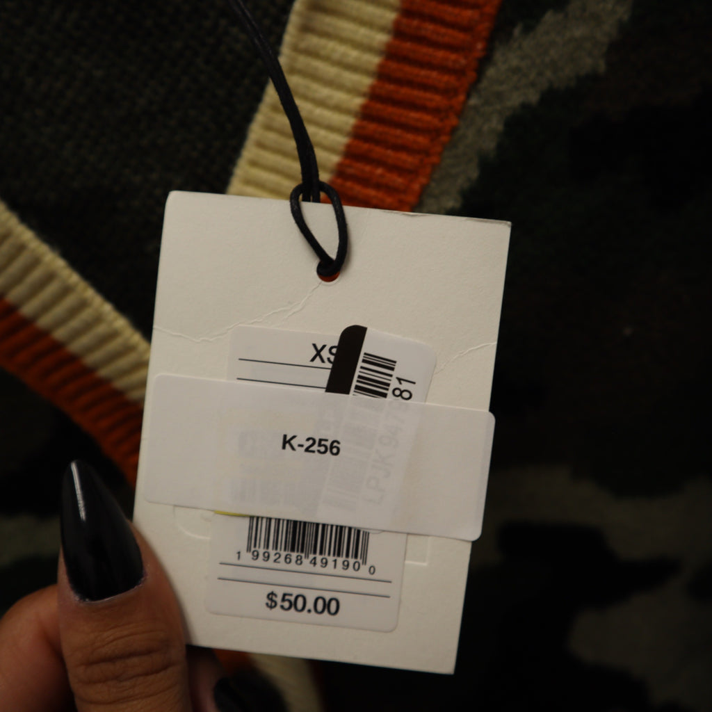 K-256 KBB by Kahlana Women's Small "The Slouchy Cardigan" Green Camo Knit Sweater