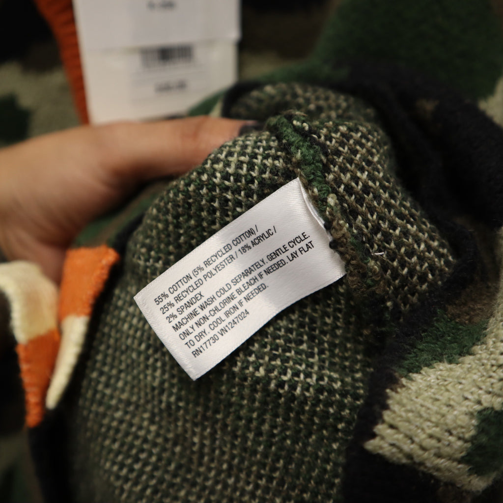 K-256 KBB by Kahlana Women's Small "The Slouchy Cardigan" Green Camo Knit Sweater