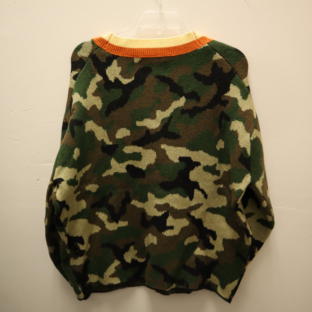 K-256 KBB by Kahlana Women's Small "The Slouchy Cardigan" Green Camo Knit Sweater