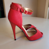 Qupid Women's Size 6 Red Open-toe Ankle Strap High Heels