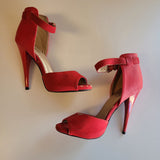 Qupid Women's Size 6 Red Open-toe Ankle Strap High Heels