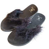 Dizzy Black Faux Fur Flip Flops Sandals Women's Size Medium (6.5-7.5)