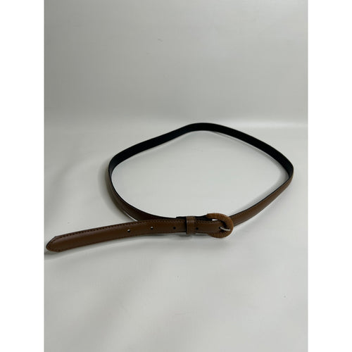 #1028 Women's Brown & Black Belt With Woven Buckle Faux Leather