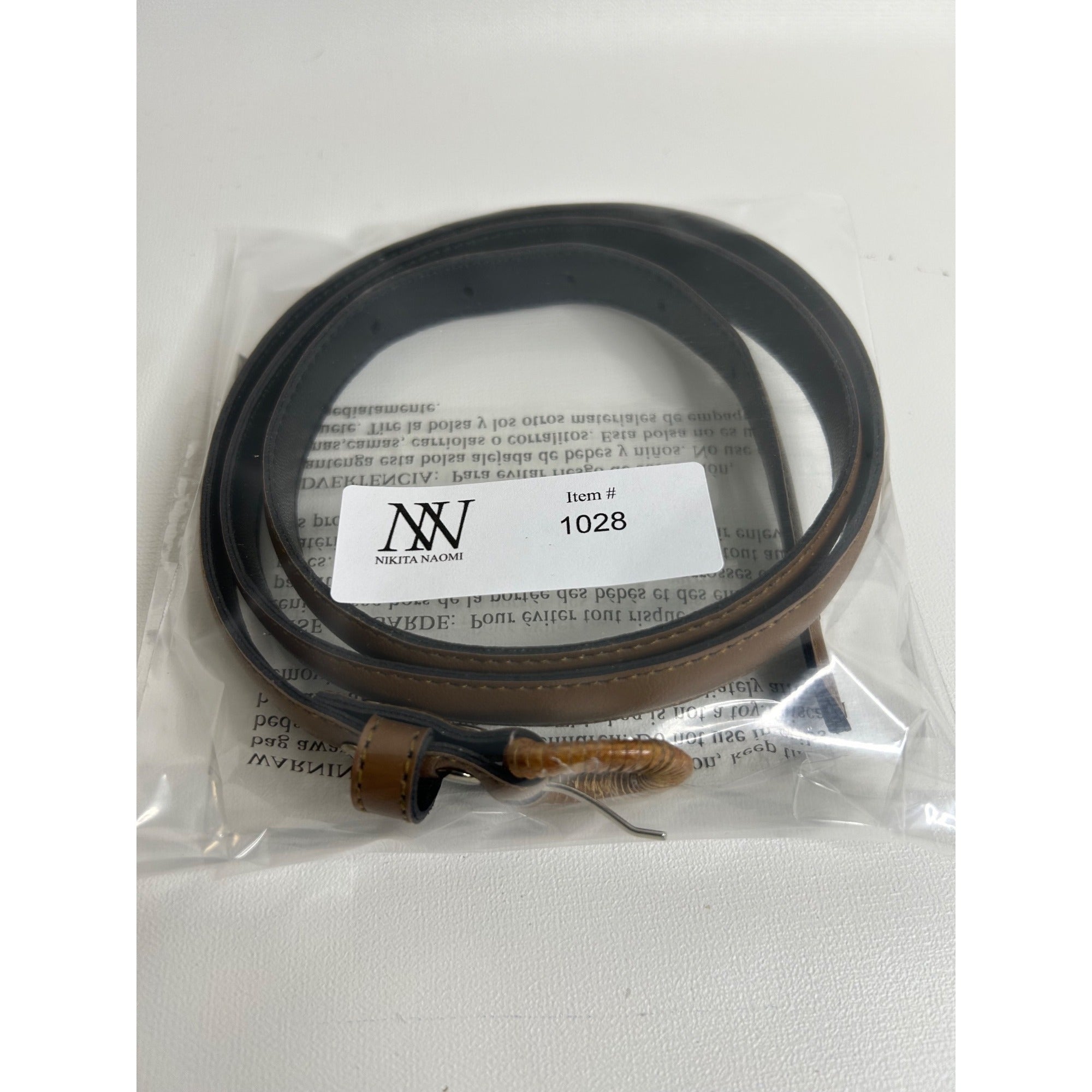 #1028 Women's Brown & Black Belt With Woven Buckle Faux Leather