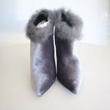 Faux Fur Trim Velvet Stiletto Ankle Boots By Shoe Republic LA Size 7.5