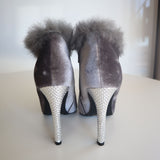 Faux Fur Trim Velvet Stiletto Ankle Boots By Shoe Republic LA Size 7.5