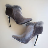 Faux Fur Trim Velvet Stiletto Ankle Boots By Shoe Republic LA Size 7.5