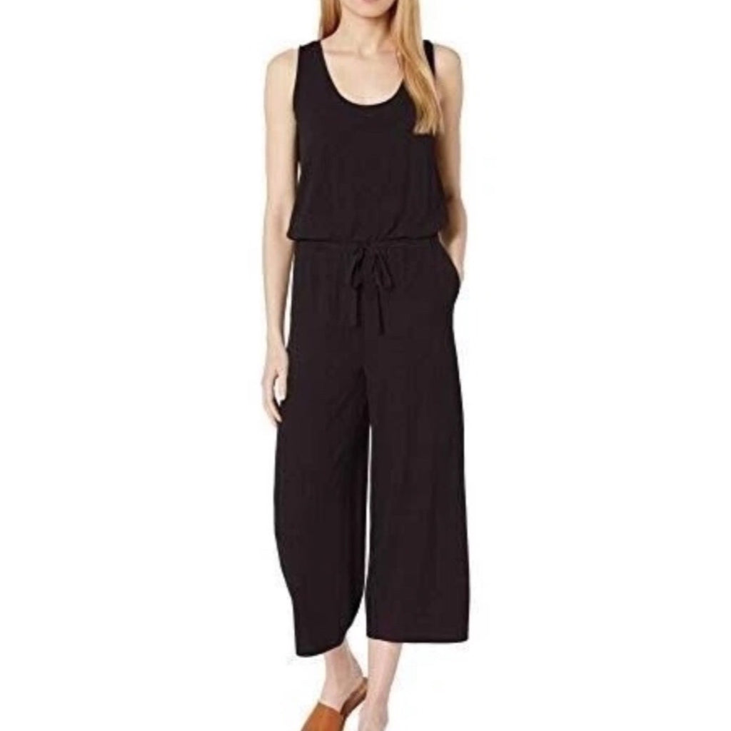 K-123 Daily Ritual Women's Black Sleeveless Jumpsuit W Drawstring Waist Size XS