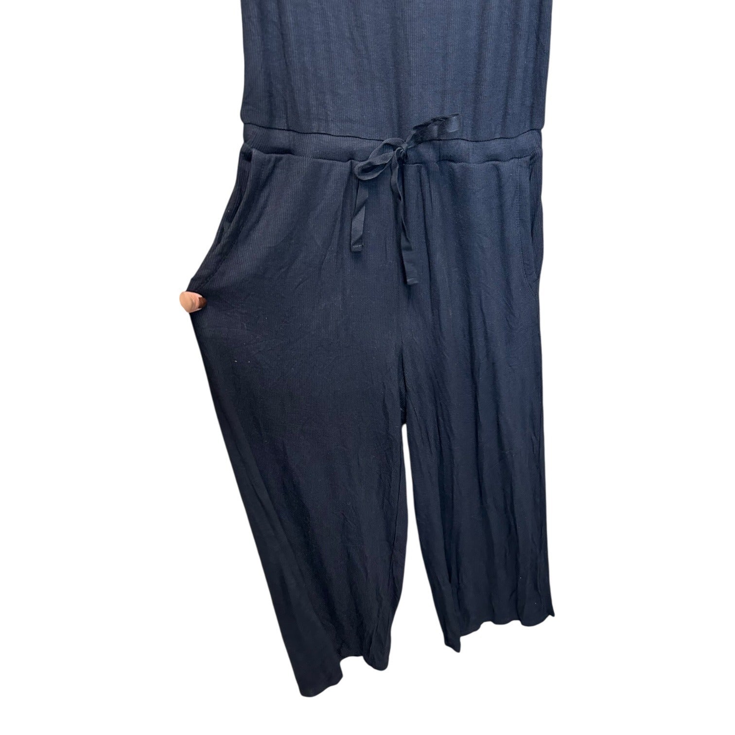 K-123 Daily Ritual Women's Black Sleeveless Jumpsuit W Drawstring Waist Size XS