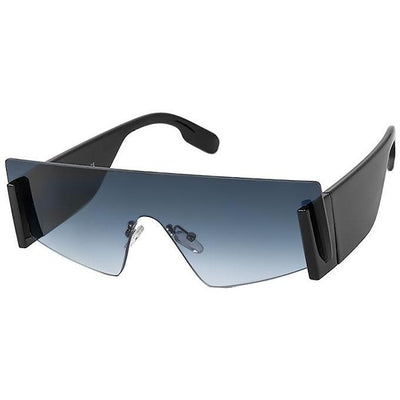 Do Not Disturb Flat Top Single Shield Like Sunglasses Black with Black Lens
