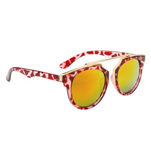 Downtown Pink Animal Print Frame with Multi-Color Lens Retro Sunglasses