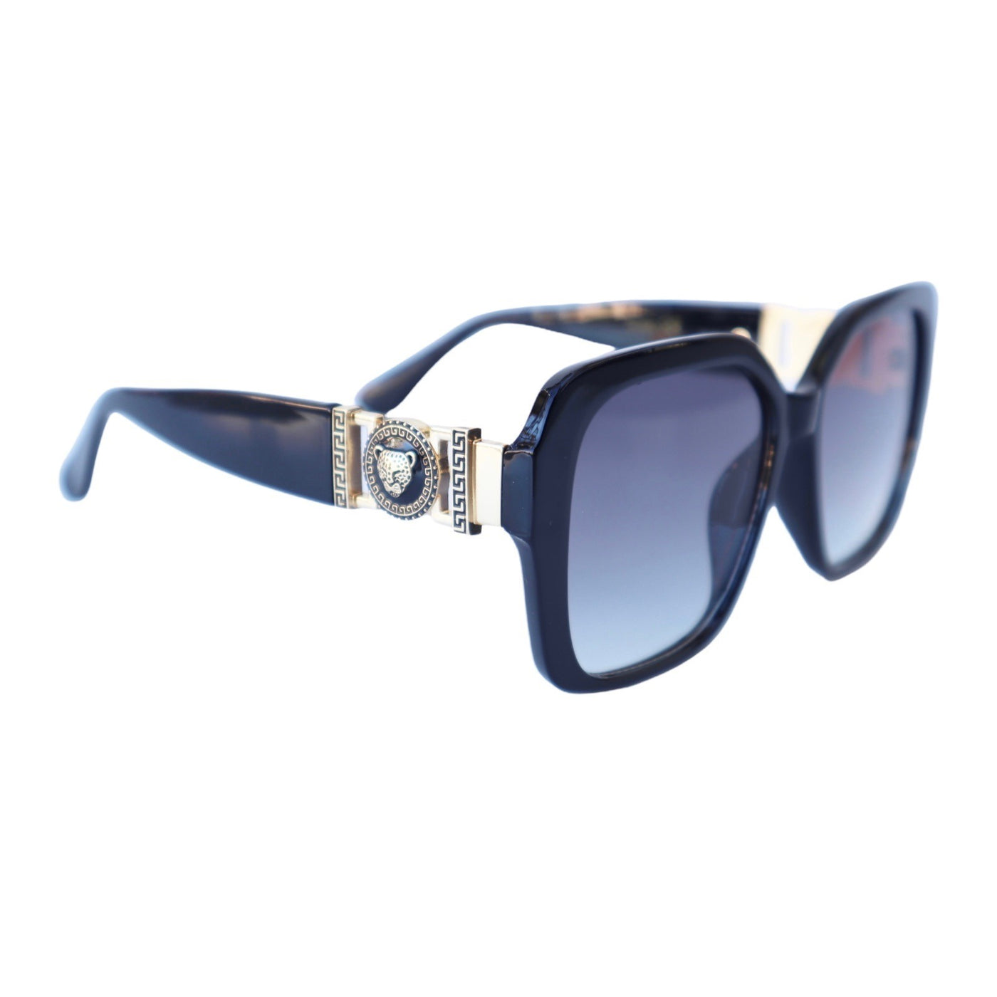 VG Designer Luxury Collection, Classy Jaguar Emblem Black Square Frame Sunglasses for Women