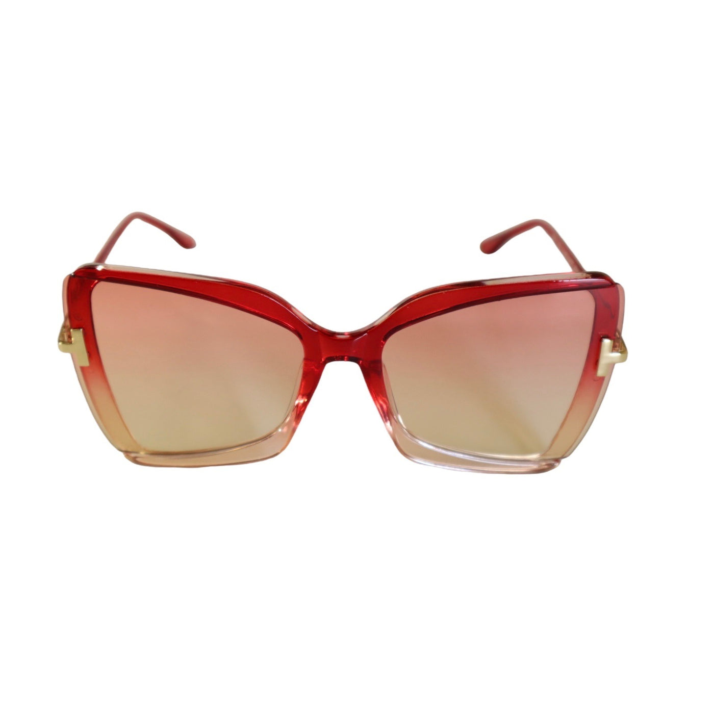 Out-n-About Semi Rimless Cateye Sunglasses with Red/Tan Gradient Lens and Frame
