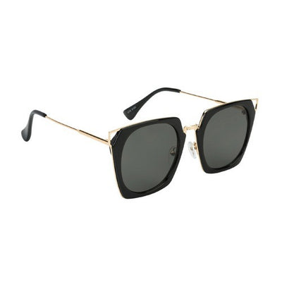 SQUARE KAT Retro Tinted Sunglasses, Black Frames and Black Lens