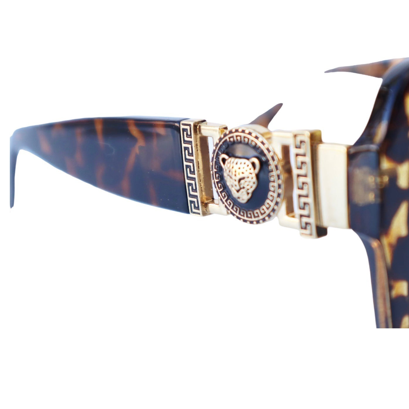 VG Designer Luxury Collection, Classy Jaguar Emblem Brown Animal Print Square Frame Sunglasses for Women