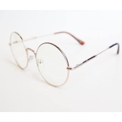 Harry Potter Clear Lens Gold Tone Metal Frame Round Glasses with Etched Bridge