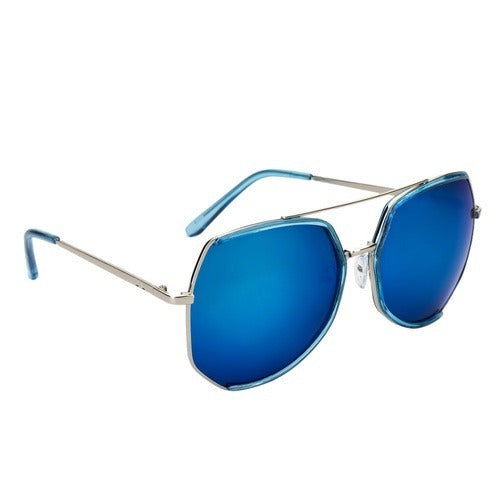 NOT YOUR MIRROR MIRRORED SUNGLASSES, Blue Frame and Blue Lens