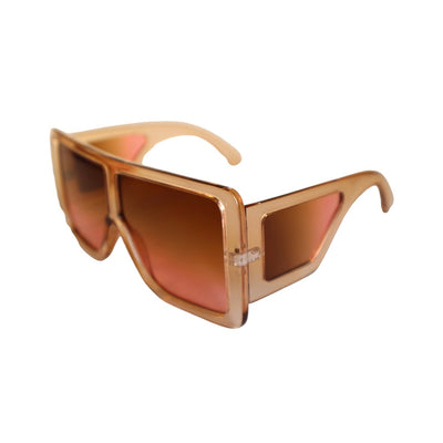Wet But Not Wild Oversized Shield Square Sunglasses Brown Frame Brown/Pink Lens
