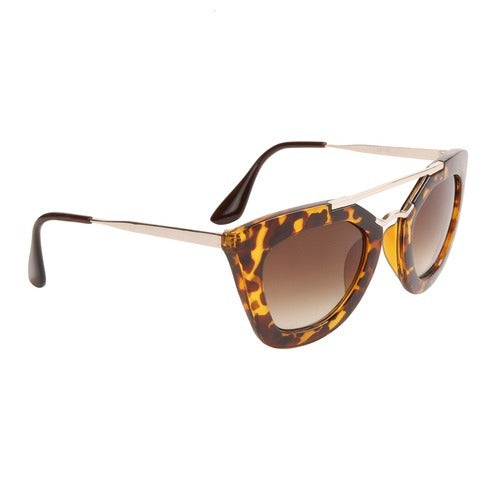 GOTTA GO WOMEN'S SUNGLASSES BROWN ANIMAL PRINT AND GOLD FRAME WITH BROWN LENS