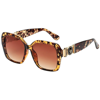 VG Designer Classy Jaguar Emblem Yellow Animal Print Square Frame Sunglasses