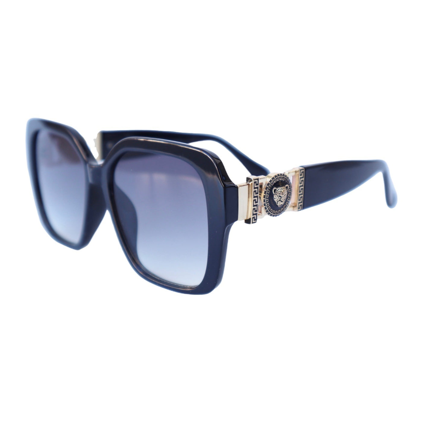 VG Designer Luxury Collection, Classy Jaguar Emblem Black Square Frame Sunglasses for Women