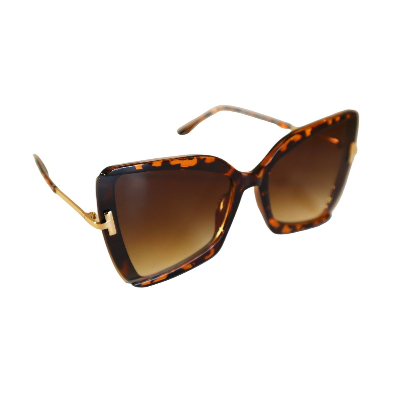 Out-n-About Semi Rimless Cateye Sunglasses Gradient Lens and Animal Print Frame
