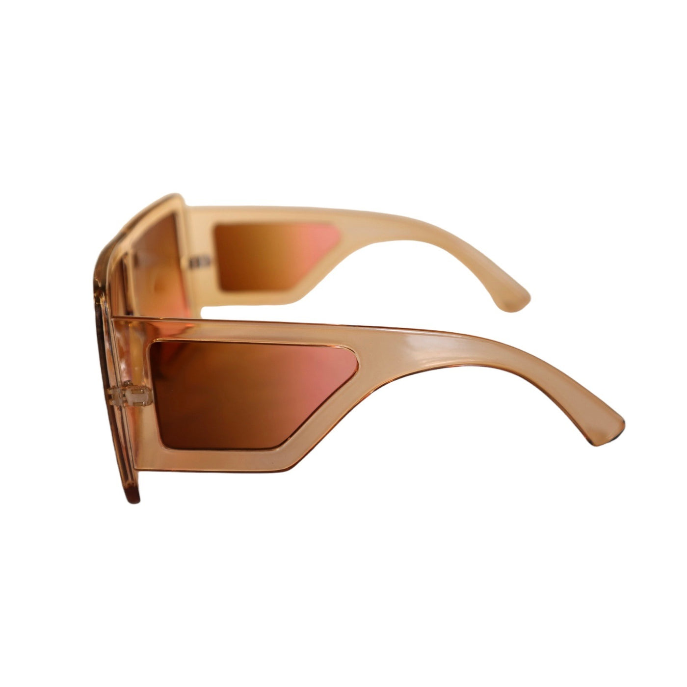 Wet But Not Wild Oversized Shield Square Sunglasses Brown Frame Brown/Pink Lens