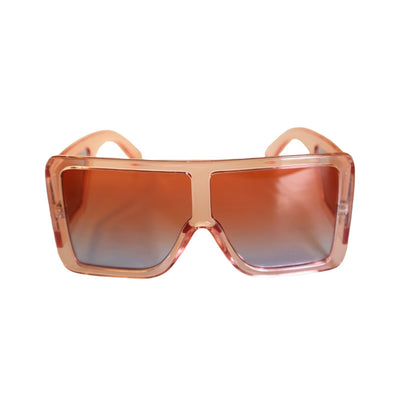 Wet But Not Wild Oversized Shield Square Sunglasses Pink Frame Pink/Blue Lens