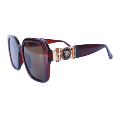 VG Designer Luxury Collection Classy Jaguar Emblem Brown Square Frame Sunglasses
