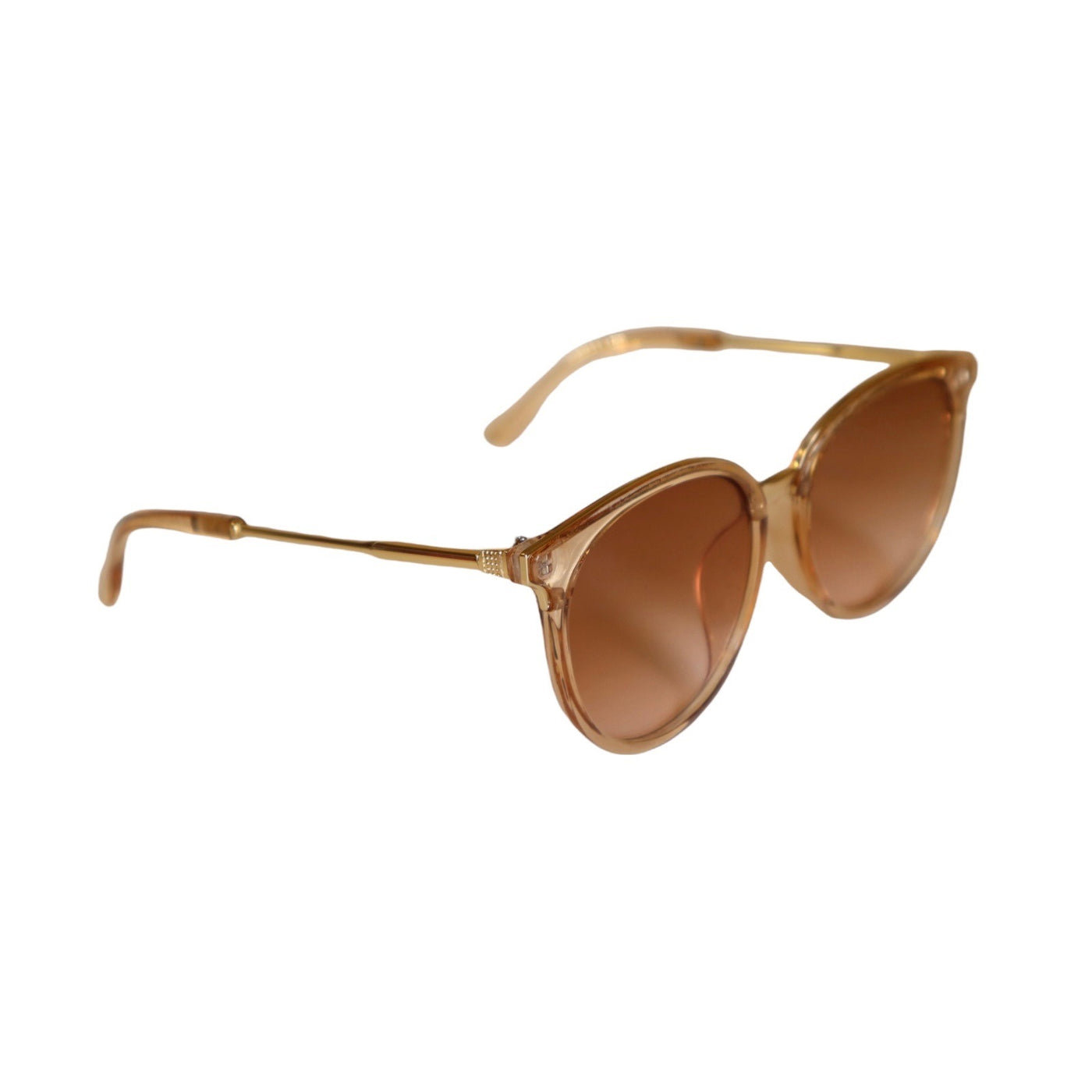 Retro Babe Rounded Cat Eye Sunglasses Brown/Gold Tone Frame with Brown/Tan Lens