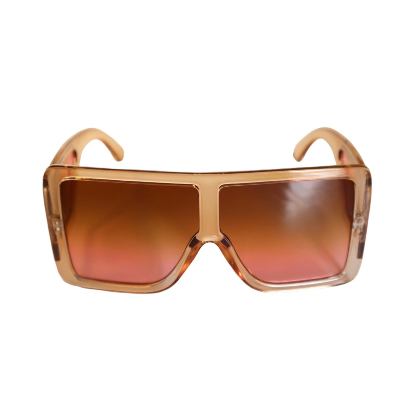 Wet But Not Wild Oversized Shield Square Sunglasses Brown Frame Brown/Pink Lens