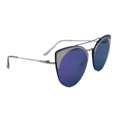 Blind Kitty Cat Eye Sunglasses with Purple Mirrored Lens w Gold Tone Metal Frame