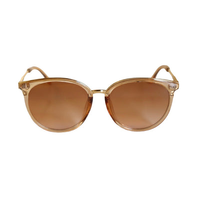 Retro Babe Rounded Cat Eye Sunglasses Brown/Gold Tone Frame with Brown/Tan Lens