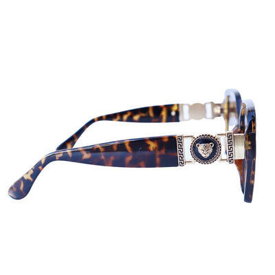 VG Designer Luxury Collection, Classy Jaguar Emblem Brown Animal Print Square Frame Sunglasses for Women
