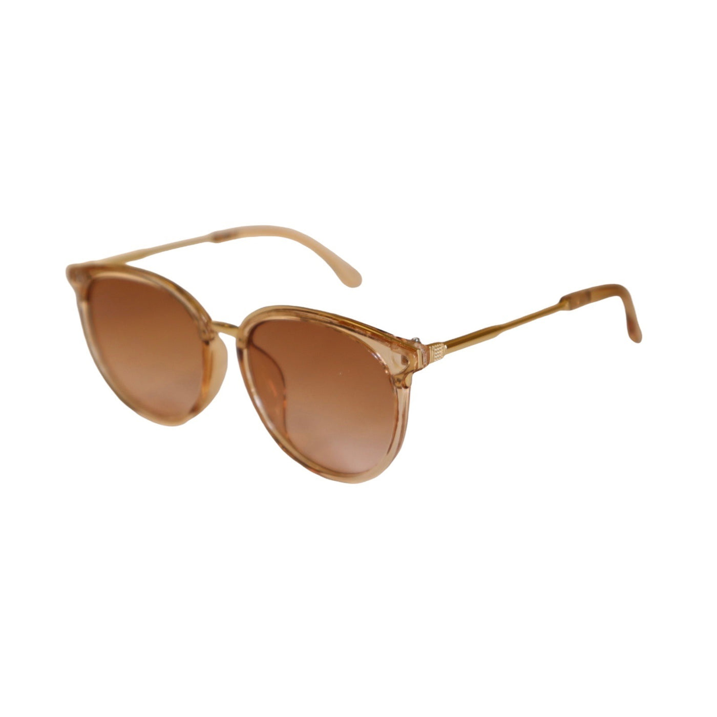 Retro Babe Rounded Cat Eye Sunglasses Brown/Gold Tone Frame with Brown/Tan Lens