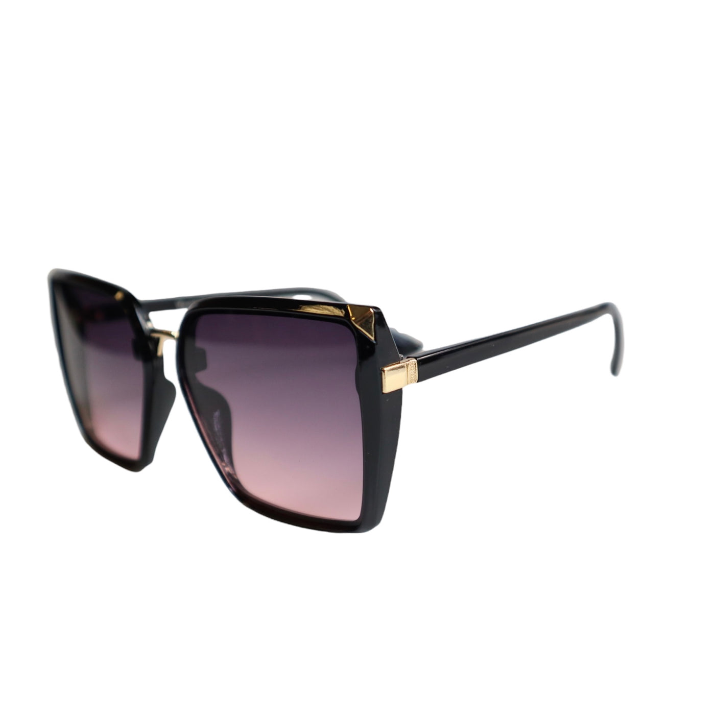 VG Designer Luxury Collection Full BLACK Square Frames w/ PURPLE Lens Sunglasses
