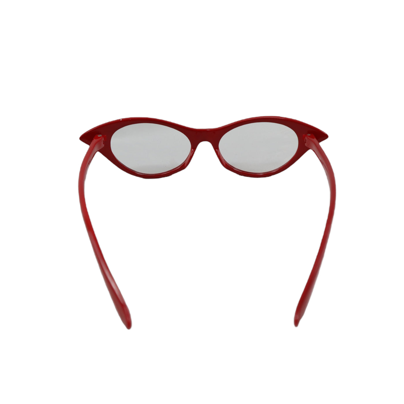 Miss Monroe Red Frame Clear Cat-Eye Glasses with Rhinestones on the Side