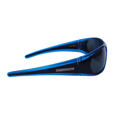 NITROGEN BLUE Color Transparent Acrylic Frame Sunglasses w/ BLACK Polarized Lens