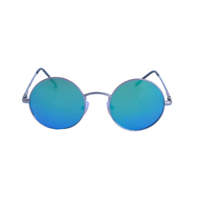 EyeDentification Circular All Metal Frame Sunglasses w/ Reflective OIL COLOR Lens