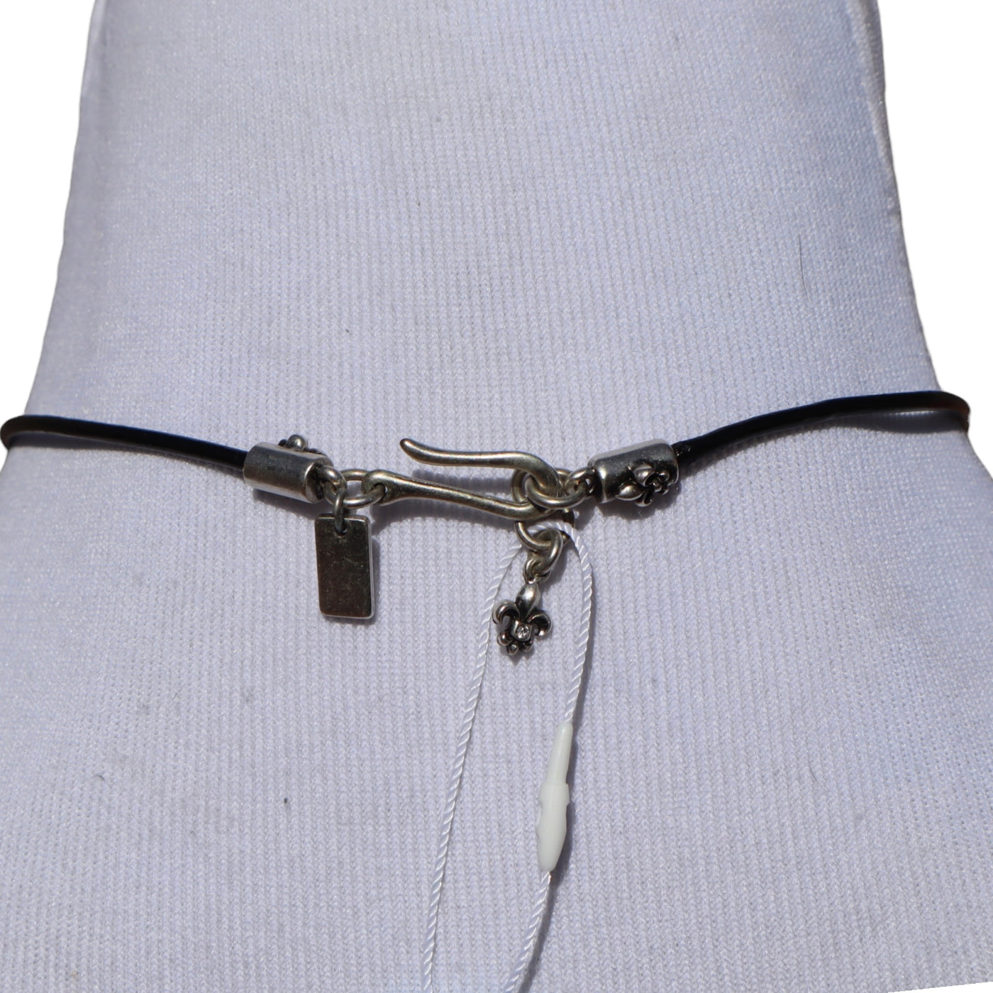 Stigma by Kim Min Sun Leather Necklace Stainless Steel Silver Fleur-de-lis Pendant
