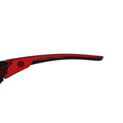 NITROGEN RED Transparent Acrylic Flat Nose Sunglasses w/BLACK Polarized Lens