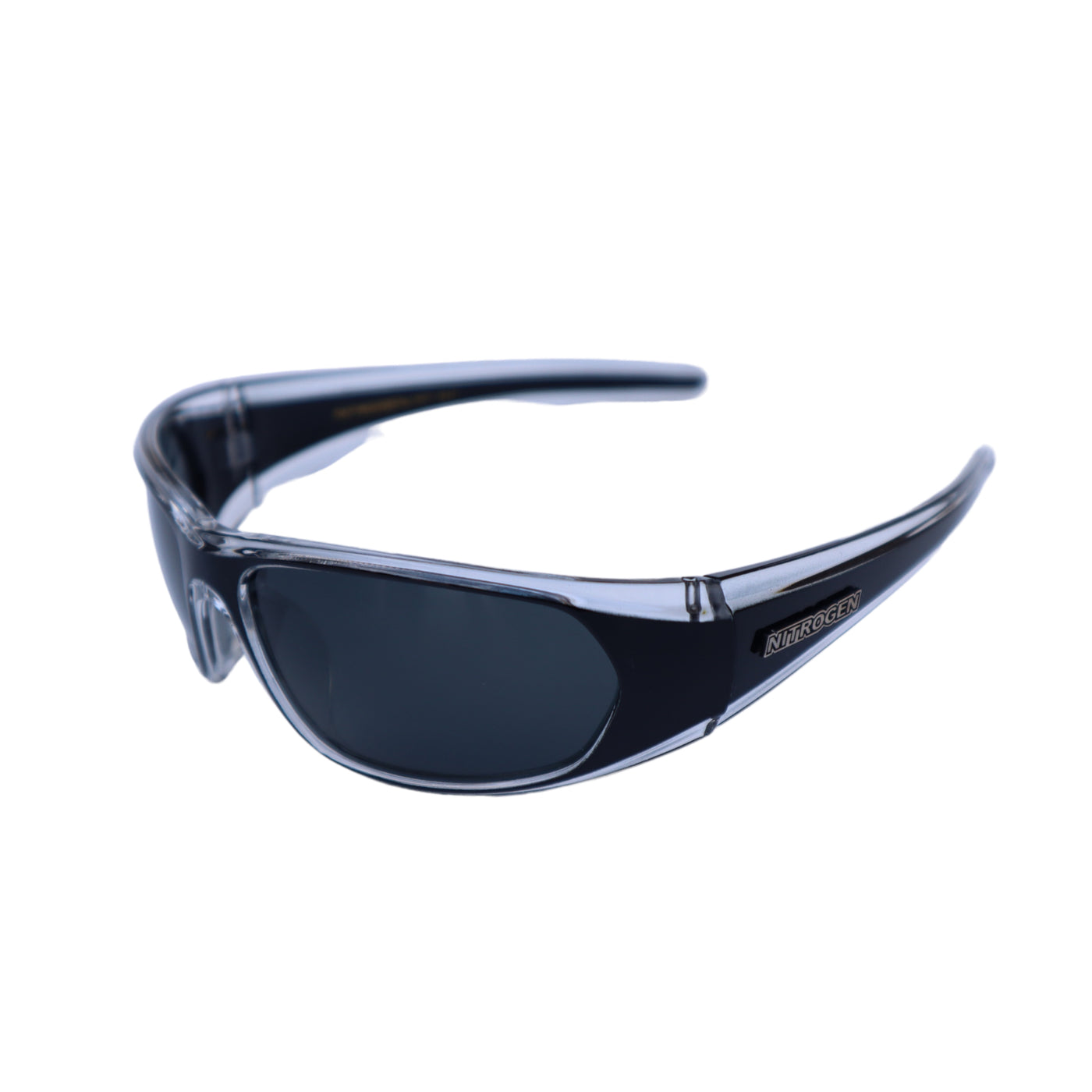 NITROGEN Transparent Acrylic Frame w/ Black Sunglasses w/ BLUE Polarized Lens