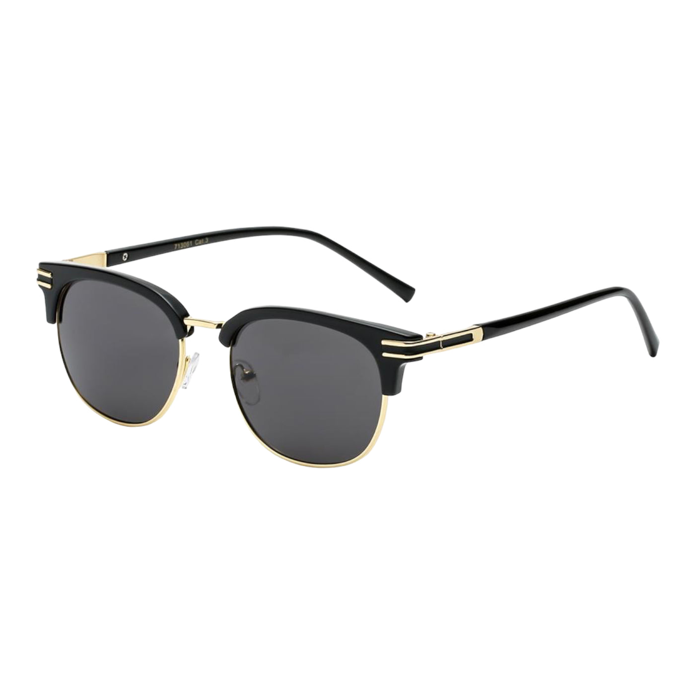 USA American Classic Retro Round Sunglasses BLACK/GOLD Frame with BLACK Lens