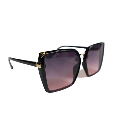 VG Designer Luxury Collection Full BLACK Square Frames w/ PURPLE Lens Sunglasses