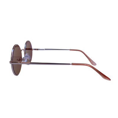 EyeDentification Circular All Metal Frame Sunglasses w/ Reflective ROSE RED Lens