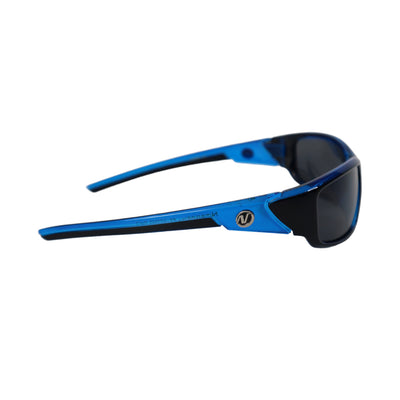 NITROGEN BLUE Transparent Acrylic Flat Nose Sunglasses w/BLACK Polarized Lens
