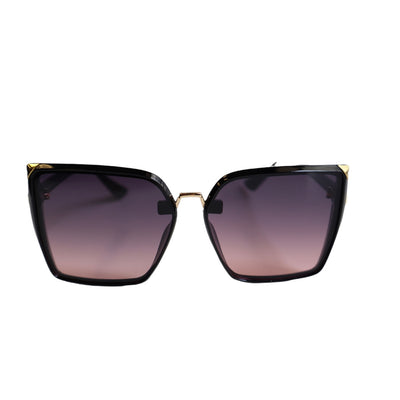 VG Designer Luxury Collection Full BLACK Square Frames w/ PURPLE Lens Sunglasses
