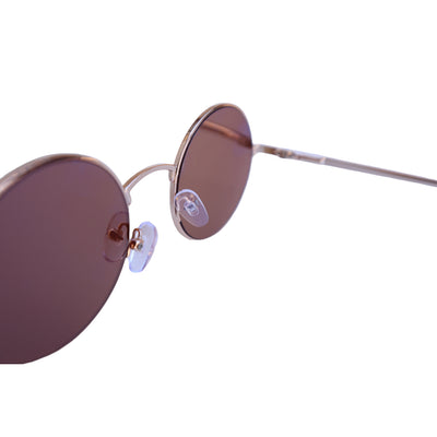EyeDentification Circular All Metal Frame Sunglasses w/ Reflective ROSE RED Lens